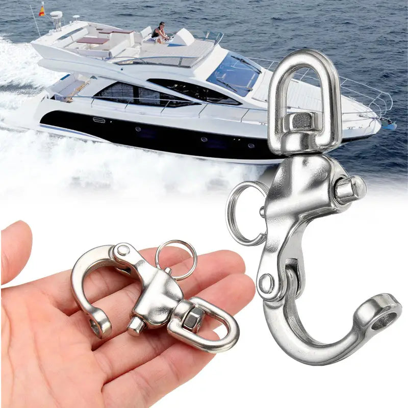 NECMETU 316 Stainless Steel Snap Shackle - Quick Release Swivel Shackle For Sailing & Boating