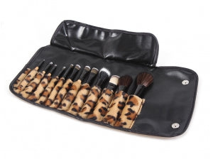 12PCS Makeup Brush Set with Roll Up Leopard Bag (4612331733049)