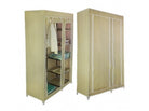 Beige Portable Double Wardrobe Foldable Clothes Storage (Small) (4620644122681)