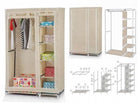 Beige Portable Double Wardrobe Foldable Clothes Storage (Small) (4620644122681)