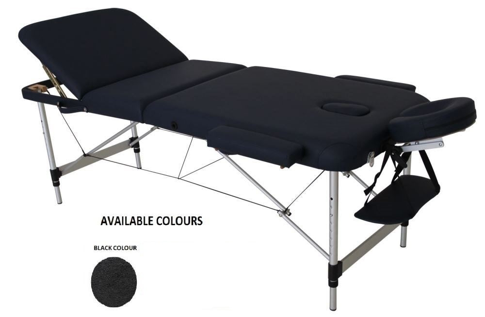 Massage Table Portable 2 Fold - Black with Carry Case (4551361101881)