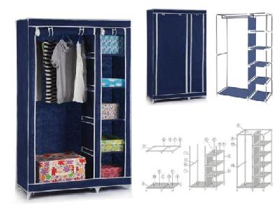 Medium Blue Functional Clothes Wardrobe with Storage Shelves (6094218789016)