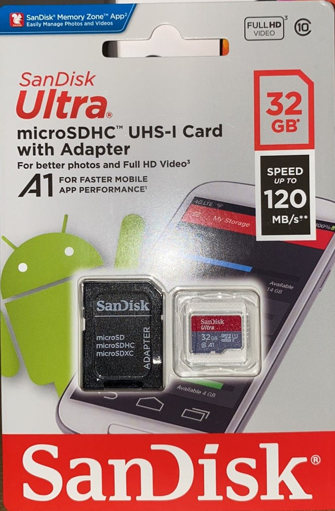 SanDisk Ultra 32GB microSDHC-UHS-I Card with adaptor (6843319386264)