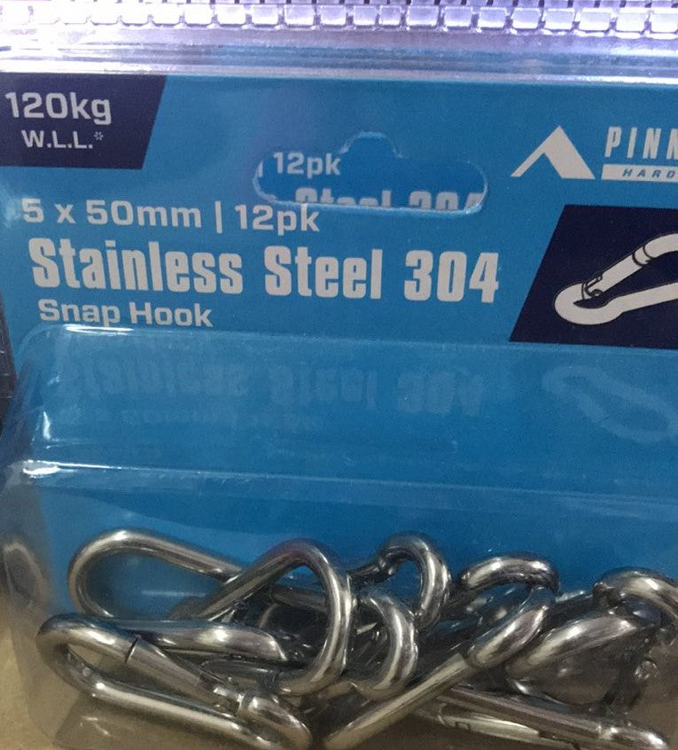 SNAP HOOK 5X50MM STAINLESS STEEL - Pinnacle Hardware