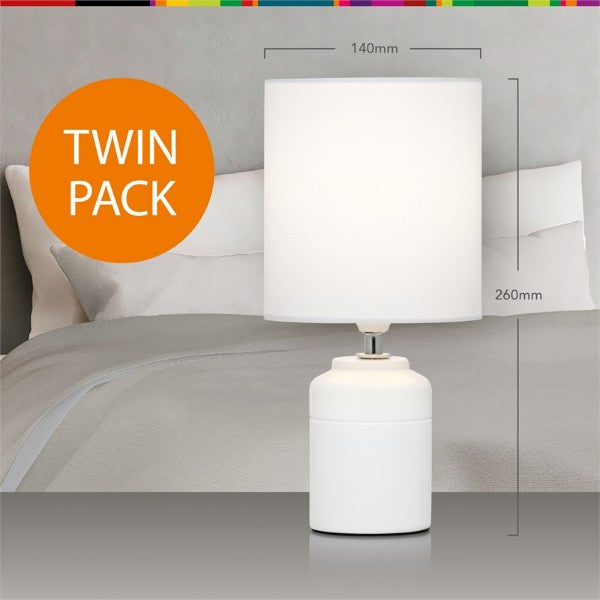 Verve Design White Asher Table Lamps - 2 Pack (Includes Bulbs) (6025061761176)